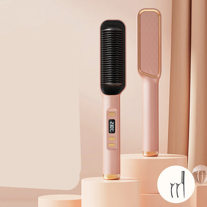 Peigne Chauffant 2-en-1 — Lissage Ultra-Rapide Sans Brûlure